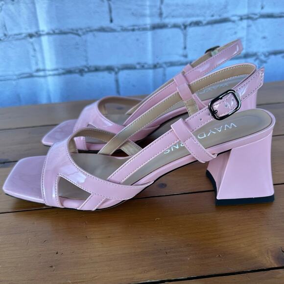 New Wayderns Light Pink Patent Block Heel Slingback Sandals Size 10.5 No Box - Picture 3 of 9